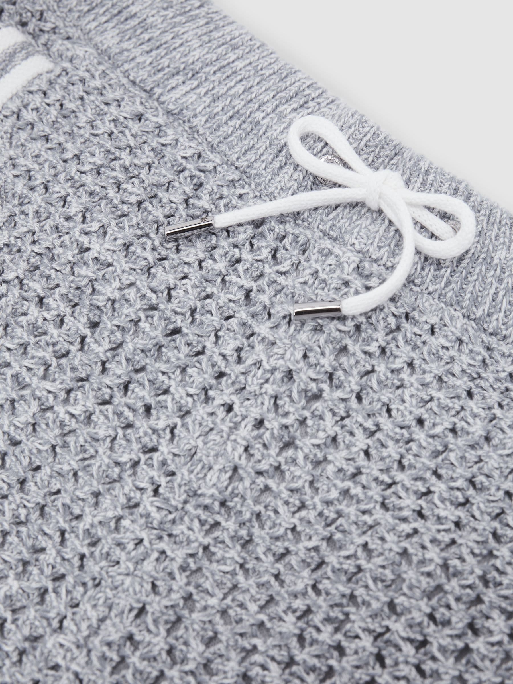 Buy Reiss Soft Blue Beale Cotton Crochet Drawstring Shorts from