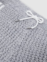 Reiss Soft Blue Beale Cotton Crochet Drawstring Shorts - Image 6 of 6