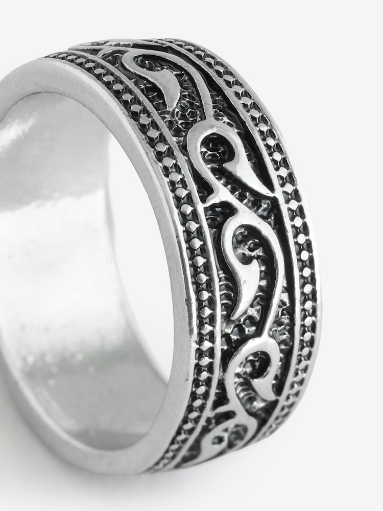 DCK Mens Silver Tone Swirl Band Ring - Image 5 of 5