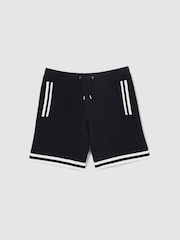 Reiss Navy Beale Cotton Crochet Drawstring Shorts - Image 2 of 6