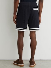 Reiss Navy Beale Cotton Crochet Drawstring Shorts - Image 5 of 6