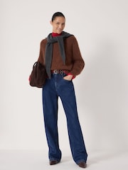 Hush Brown Crew Neck Alpaca Blend Jumper - Image 3 of 5