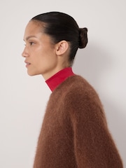 Hush Brown Crew Neck Alpaca Blend Jumper - Image 4 of 5