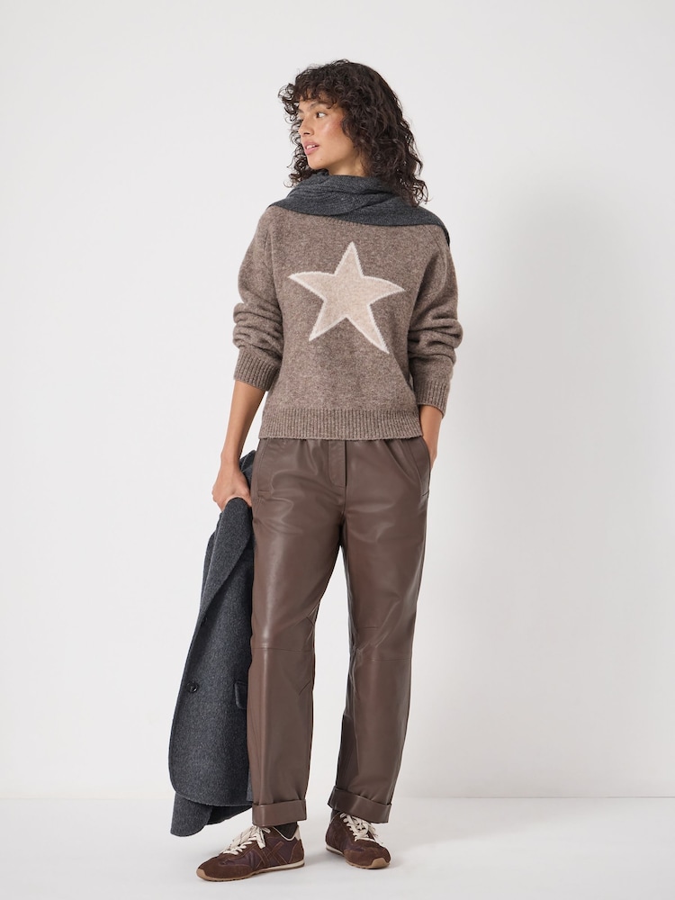 Hush Brown Wool Blend Star Jacquard Jumper - Image 2 of 5 Hush Brown Wool Blend Star Jacquard Jumper - Image 2 of 5