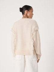 Hush Natural Wool Blend Fringe Knitted Jumper - Image 4 of 4