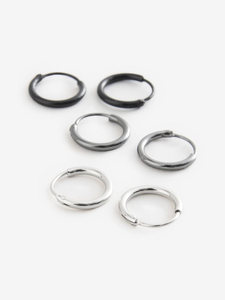 Tone Mixed Metal Hoop Earrings Pack - Image 3 of 3