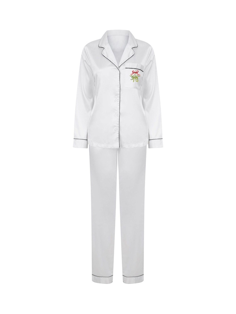 Personalised Christmas Satin Mistletoe Pyjamas by Koko Blossom - Image 3 of 3
