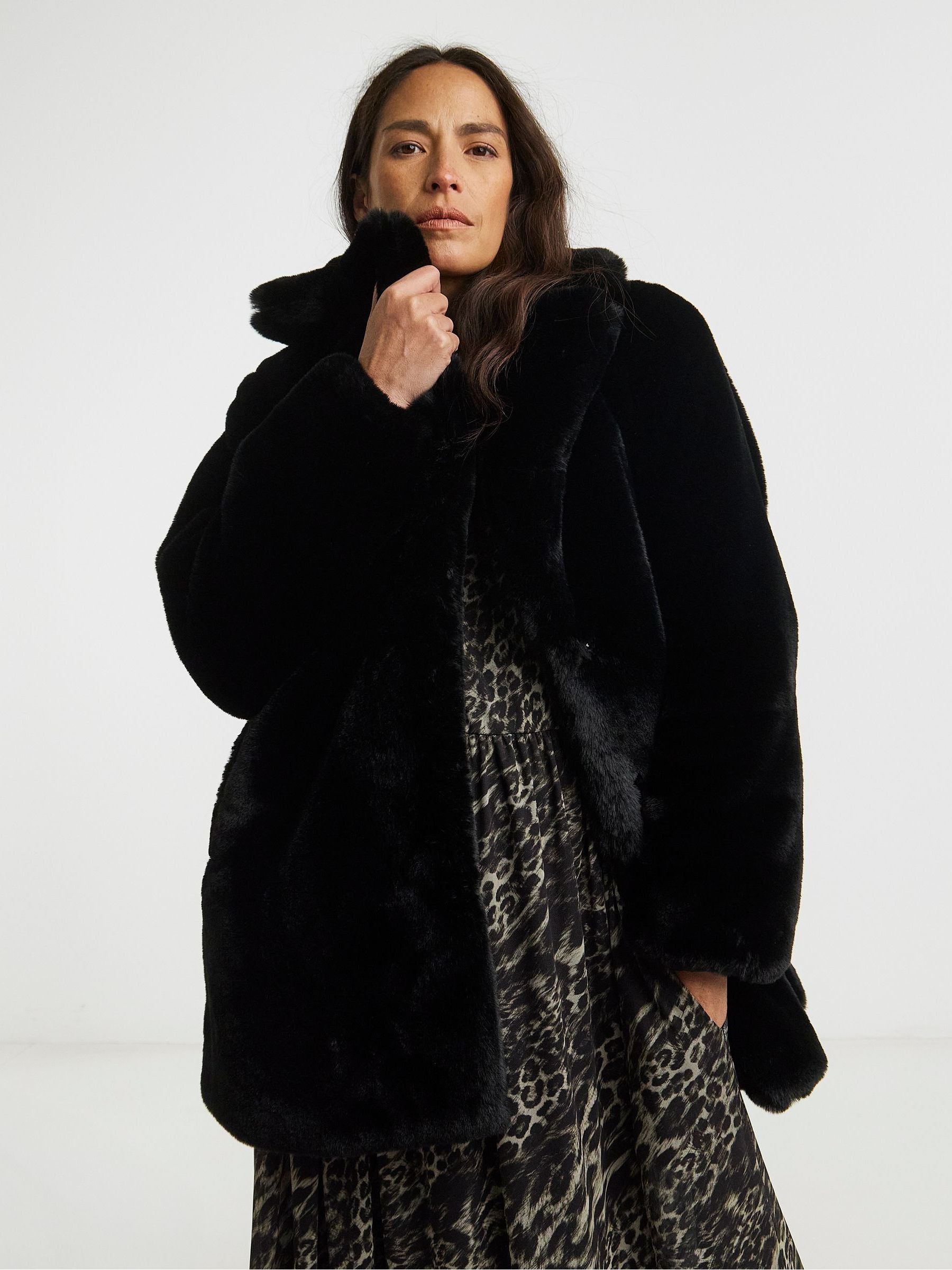 Buy JD Williams Black Plush Faux Fur Coat from the Next UK online shop
