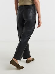 JD Williams Black PU Button Front Barrel Leg Trousers - Image 3 of 5