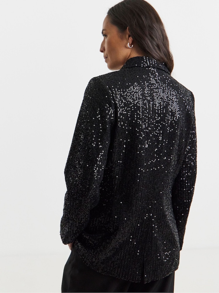 JD Williams Black Sequin Blazer - Image 2 of 4