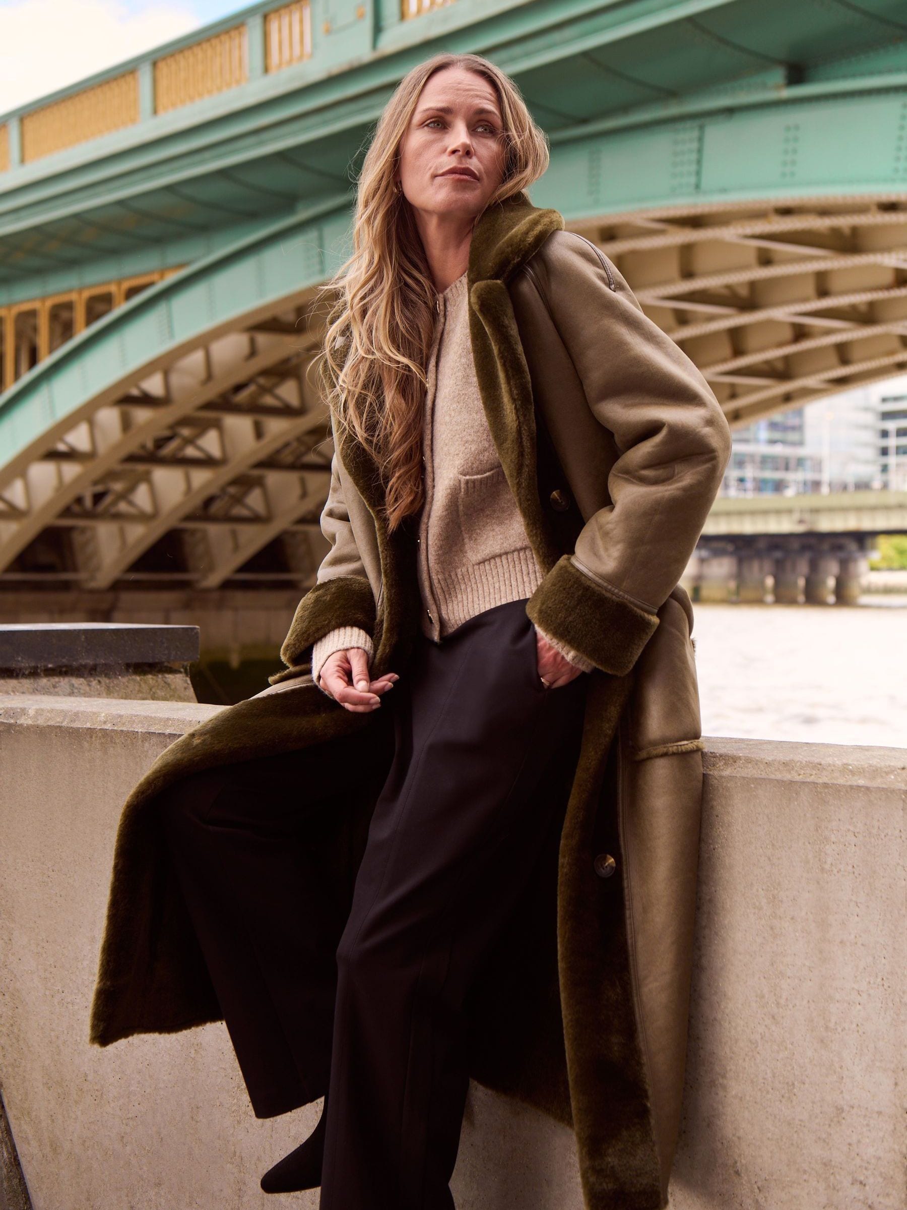 Buy JD Williams Green Reversible Borg Shearling Longline Coat from