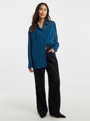JD Williams Blue Dobby Oversized Shirt - Image 1 of 4