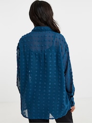 JD Williams Blue Dobby Oversized Shirt - Image 2 of 4