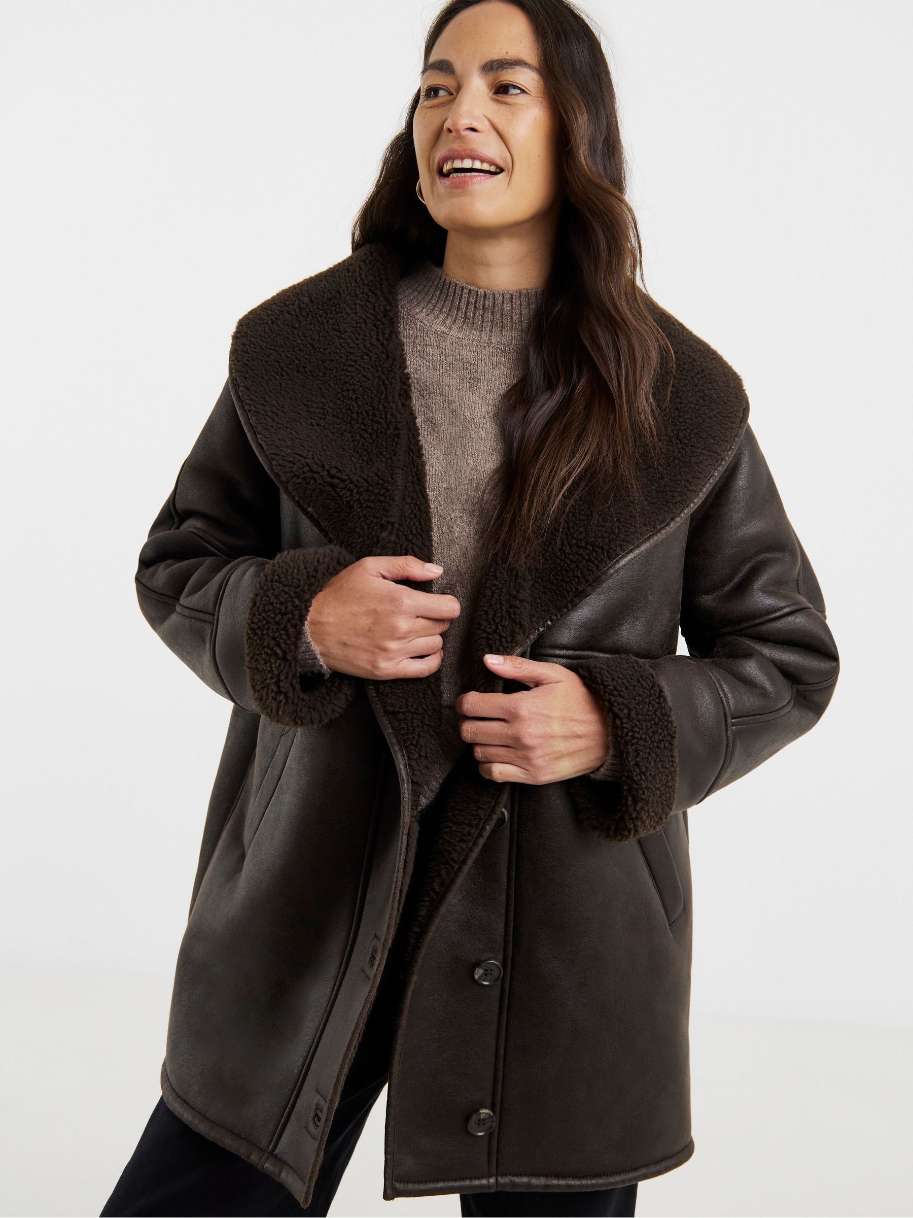 Buy JD Williams Brown Shawl Collar Aviator Jacket from the Next UK