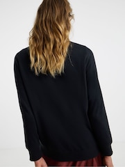 JD Williams Black Sequin Stripe Crew Neck Sweatshirt - Image 2 of 4