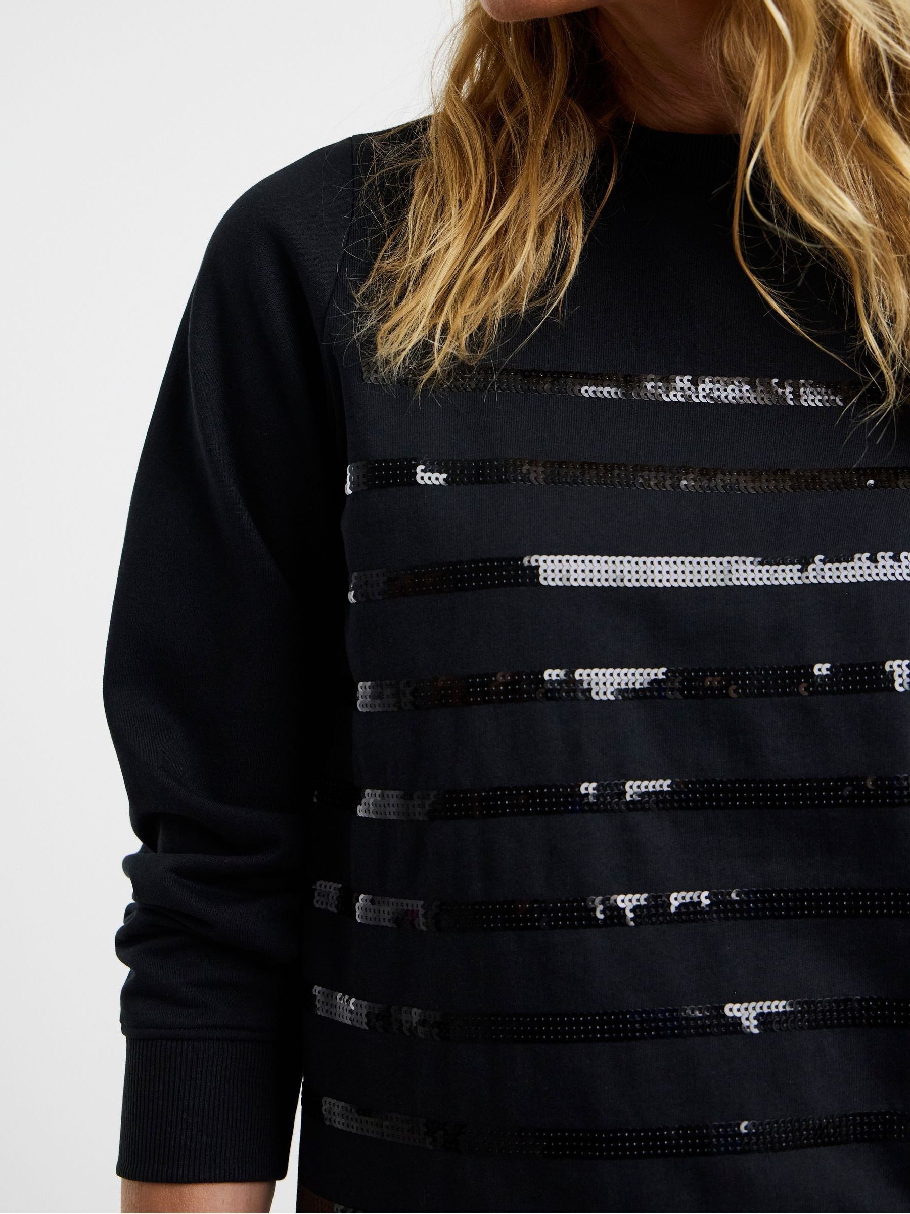 Buy JD Williams Black Sequin Stripe Crew Neck Sweatshirt from Next