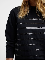 JD Williams Black Sequin Stripe Crew Neck Sweatshirt - Image 4 of 4