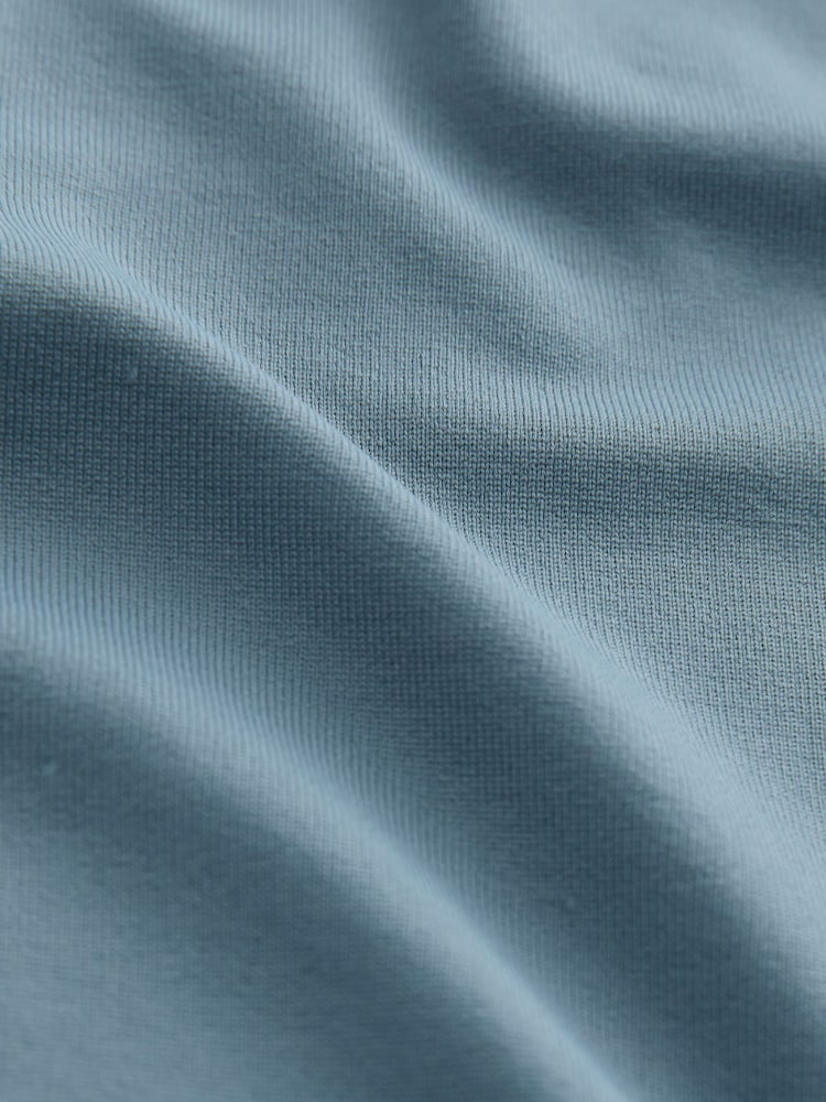 Blue Soft Touch Slinky Nylon Polo Zip Short Sleeve T-Shirt - Image 7 of 7 Blue Soft Touch Slinky Nylon Polo Zip Short Sleeve T-Shirt - Image 7 of 7