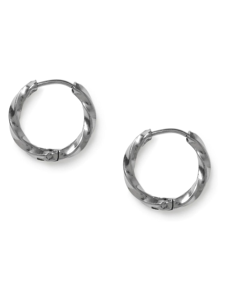DCK Mens Silver Tone Stainless Steel Hoop Earrings - Image 2 of 2 DCK Mens Silver Tone Stainless Steel Hoop Earrings - Image 2 of 2