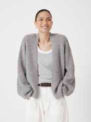 Hush Grey Waffle Stitch Edge to Edge Cardigan - Image 1 of 5
