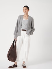 Hush Grey Waffle Stitch Edge to Edge Cardigan - Image 2 of 5