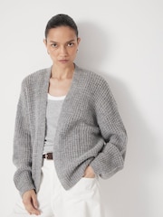 Hush Grey Waffle Stitch Edge to Edge Cardigan - Image 3 of 5