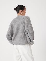 Hush Grey Waffle Stitch Edge to Edge Cardigan - Image 4 of 5