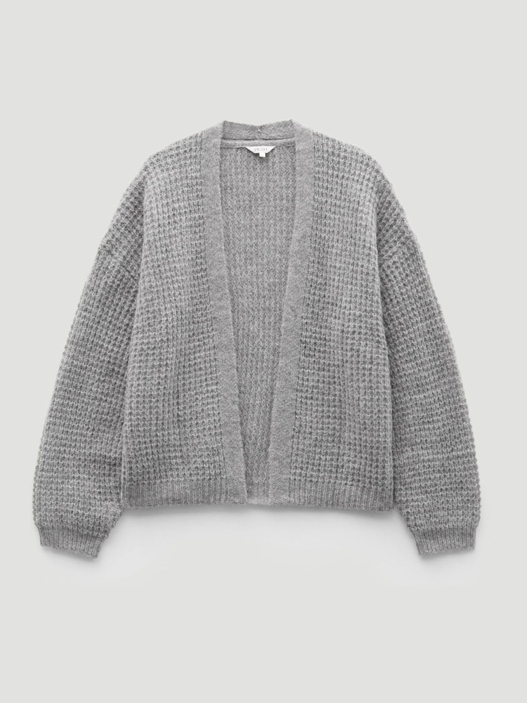 Hush Grey Waffle Stitch Edge to Edge Cardigan - Image 5 of 5