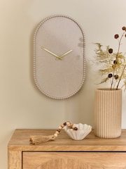 Cream Natural Ribbed Textured Pill Wall Clock - Image 1 of 4