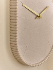Cream Natural Ribbed Textured Pill Wall Clock - Image 3 of 4
