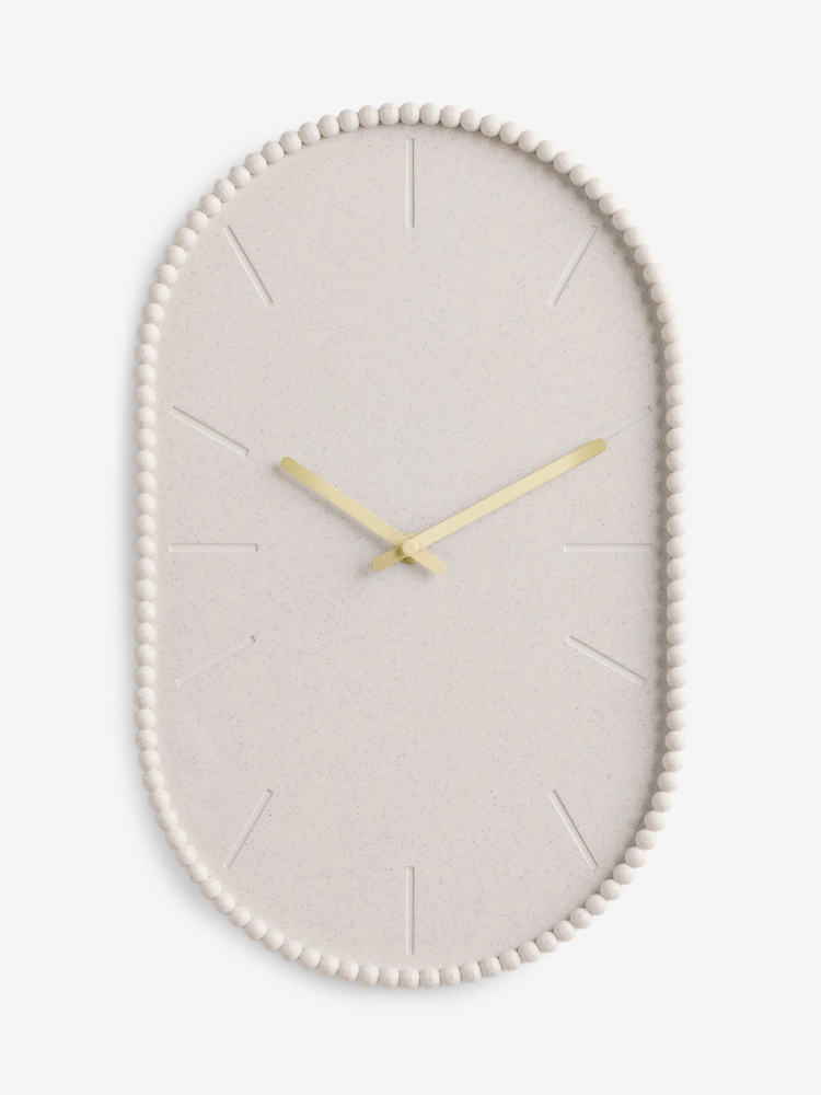 Cream Natural Ribbed Textured Pill Wall Clock - Image 4 of 4