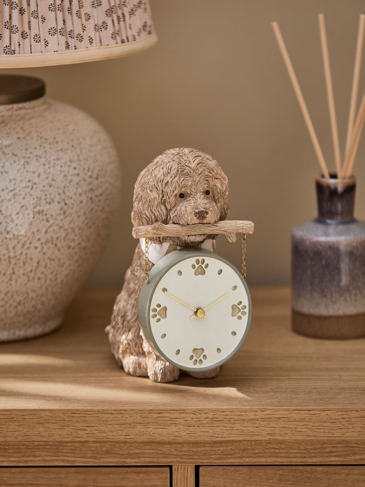 Natural Charlie The Cockapoo Mantel Clock - Image 1 of 3 Natural Charlie The Cockapoo Mantel Clock - Image 1 of 3