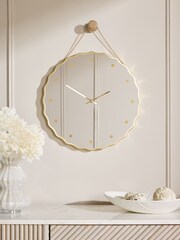 Gold Chic Wavy Mirror Wall Clock - Image 1 of 4