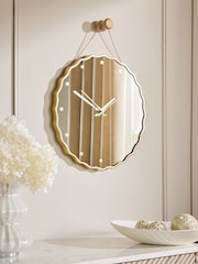 Gold Chic Wavy Mirror Wall Clock - Image 2 of 4