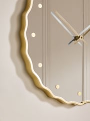 Gold Chic Wavy Mirror Wall Clock - Image 3 of 4