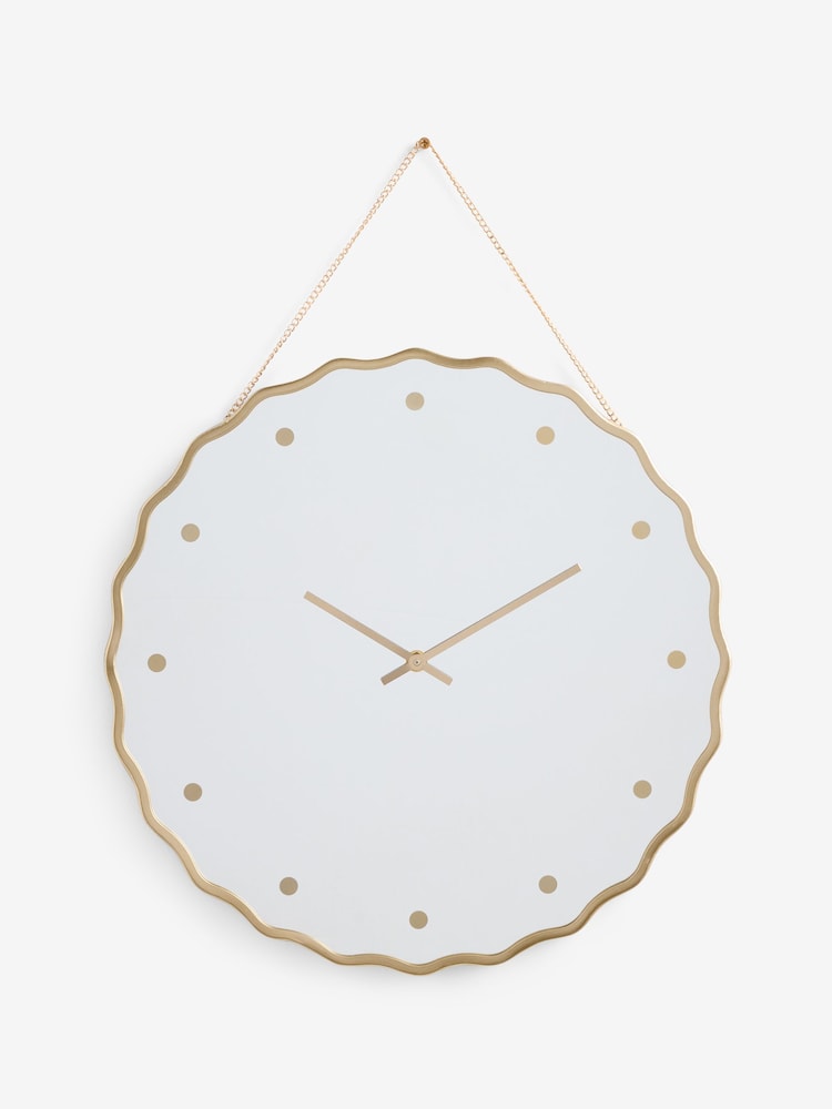 Gold Chic Wavy Mirror Wall Clock - Image 4 of 4