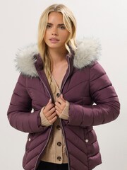 M&Co Petite Fur Trim Padded Jacket - Bild 1 von 5
