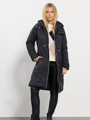 M&Co Black Petite Quilted Mid Length Coat - Image 1 of 5