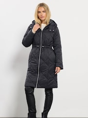M&Co Black Petite Quilted Mid Length Coat - Image 2 of 5