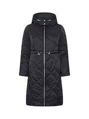 M&Co Black Petite Quilted Mid Length Coat - Image 5 of 5