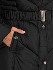 M&Co Black Glam Belted Padded Midi Coat - Image 5 of 6