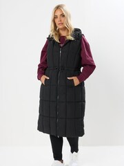Yours Curve Black Midi Micro Fibre Gilet - Image 1 of 5