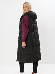 Yours Curve Black Midi Micro Fibre Gilet - Image 3 of 5