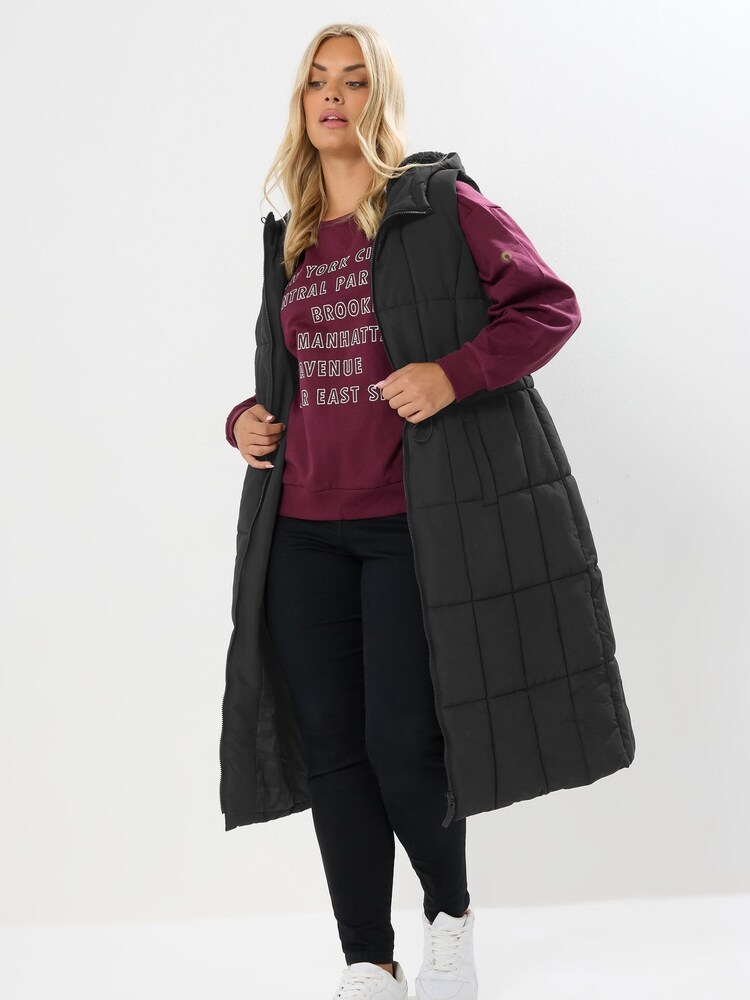 Yours Curve Black Midi Micro Fibre Gilet - Image 5 of 5