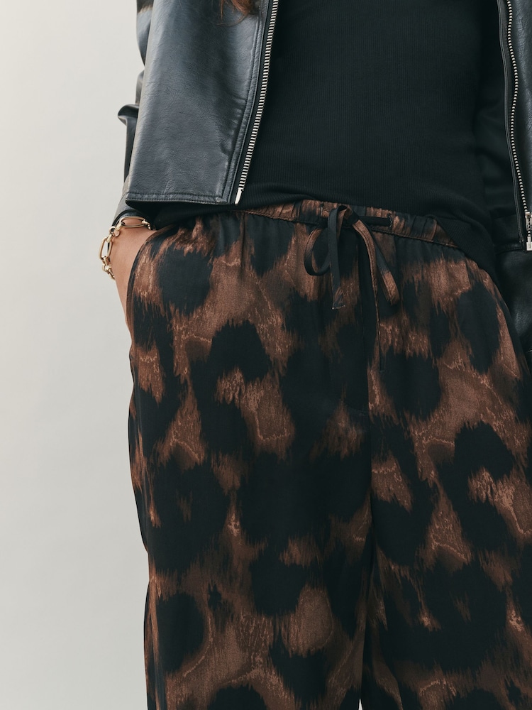 Animal Satin Tie Waist Wide Leg Trousers - Image 5 of 5 Animal Satin Tie Waist Wide Leg Trousers - Image 5 of 5