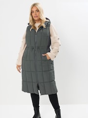 Yours Curve Grey Midi Micro Fibre Gilet - Image 1 of 5