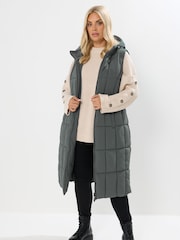 Yours Curve Grey Midi Micro Fibre Gilet - Image 2 of 5