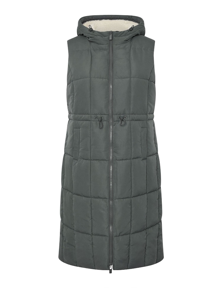 Yours Curve Grey Midi Micro Fibre Gilet - Image 5 of 5