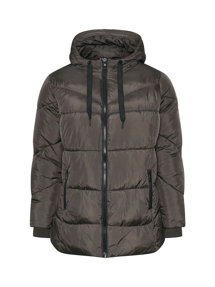 Yours Curve Brown Short Sporty Padded Coat - Image 5 of 5