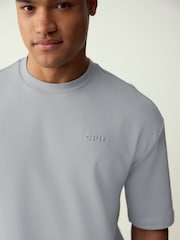 Grey Embossed Relaxed Fit Motionflex Soft Heavyweight T-Shirt - Image 4 of 7